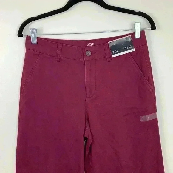 🆕NWT A.N.A Wide Leg Crop In Burgundy Size 4 - Picture 3 of 9